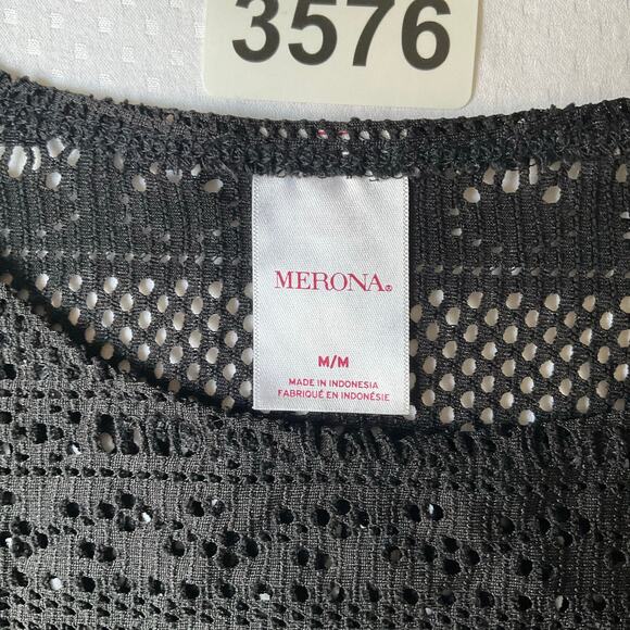 Merona Women’s Bikini Cover size M Sleeveless Above Knee Semi-sheer Lace Black - Picture 6 of 8